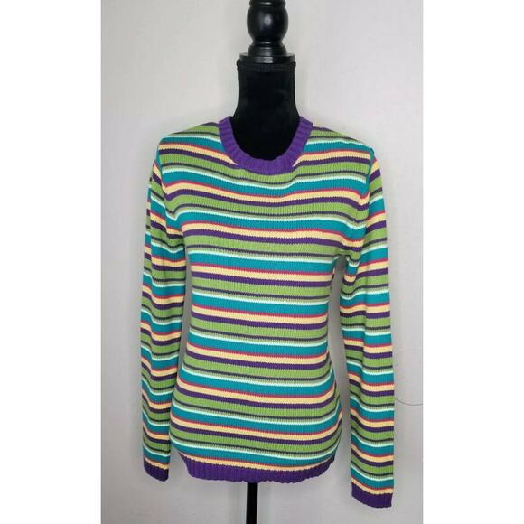 Kim Rogers Striped Pullover Sweater Knit Top Colorful Small - Picture 1 of 4